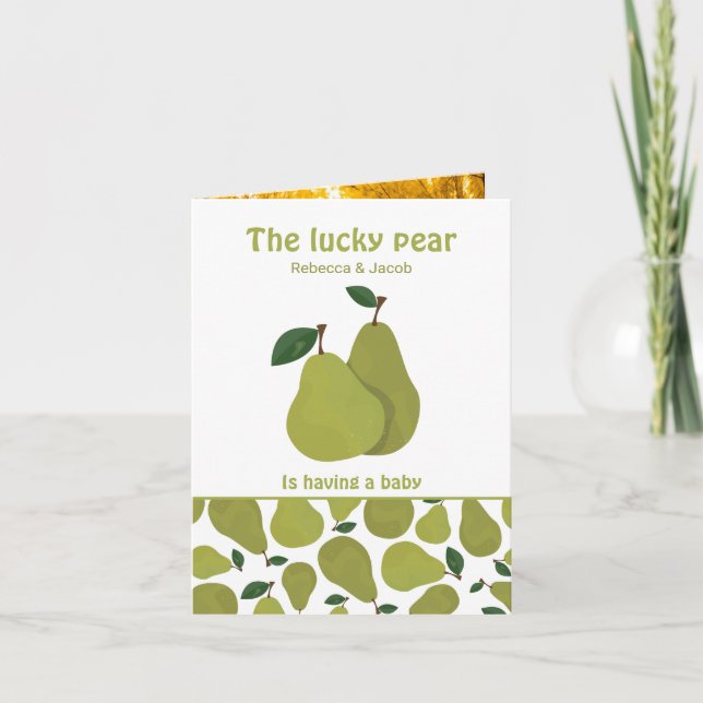 Pear par med bild Baby Shower-inbjudan Inbjudan (Framsida)
