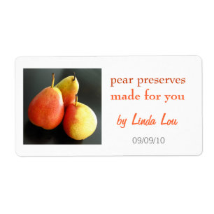 Pear Preserve eller sylt-etikett Fraktsedel