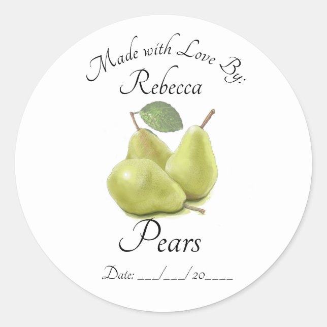 Pear Preserve-fästen och etiketter (Framsida)