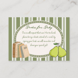 Pear sage green retro baby shower book request tilläggskort