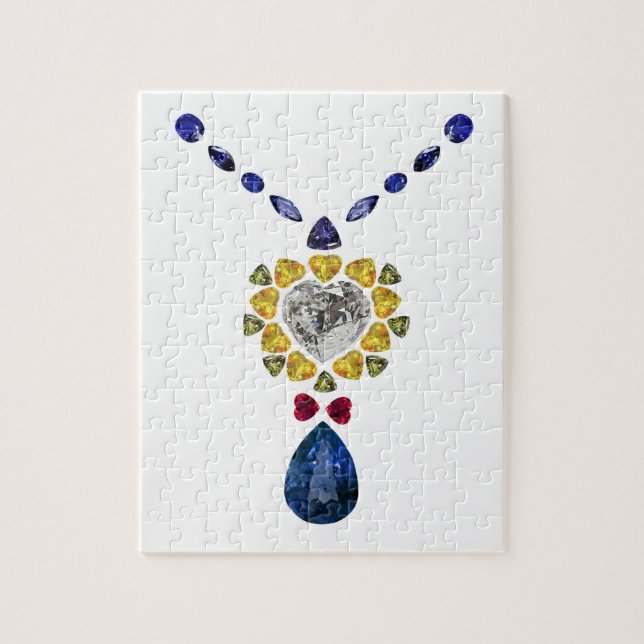 Pear Sapphire Heart Diamond Gult Gemstone Puzzle Pussel (Vertikal)