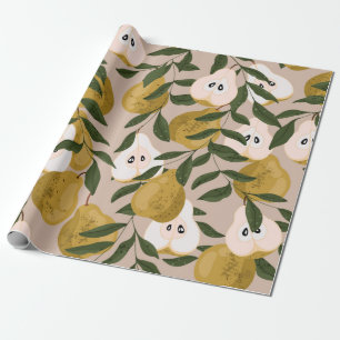 Pear seamless mönster. Fin elegant Vintage p Presentpapper