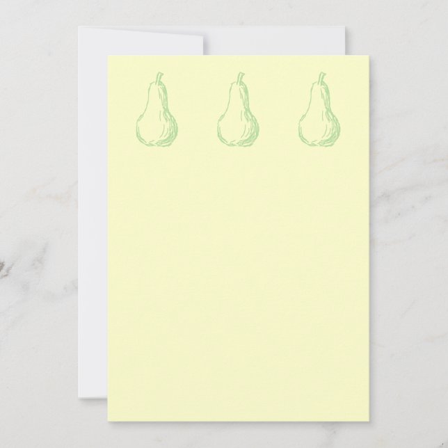 Pear Sketch. Line teckning på ljust grönt. (Framsida)