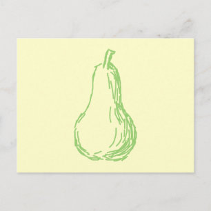 Pear Sketch. Linjeillustration i grönt. Vykort