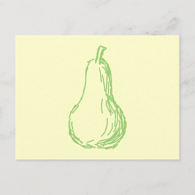 Pear Sketch. Linjeillustration i grönt. Vykort (Framsida)