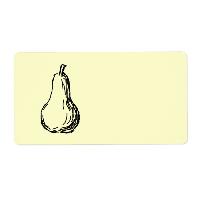 Pear Sketch. Linjeillustration i svart. Fraktsedel (Framsidan)
