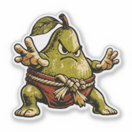 Pear Sumo — Funny Fruit Sumo Wrestler Vintage  Klistermärken