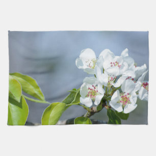 Pear träd blomning kökshandduk