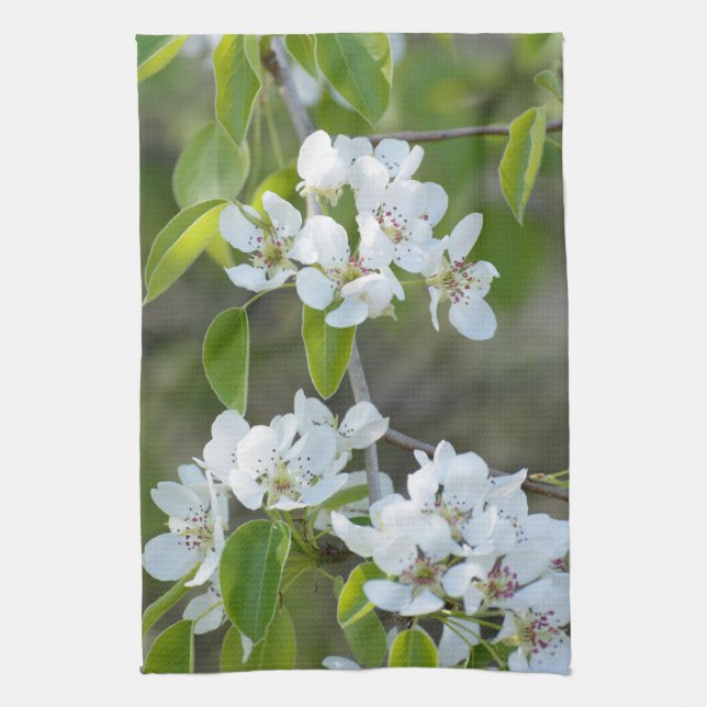 Pear träd blomning kökshandduk (Vertikal)