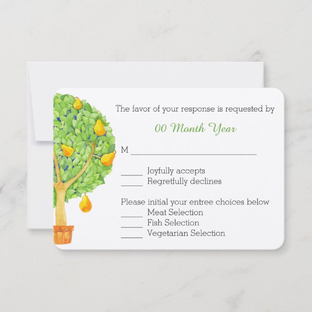 Pear Träd Bröllop OSA Card Kort (Framsida)