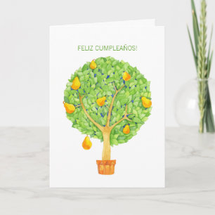 Pear Träd Feliz Cumpleaños Spansk födelsedagskort Kort