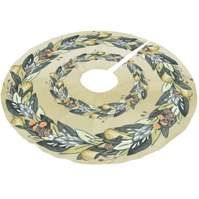 Pear Träd, Golden Julgran Skirt Julgransmatta Borstad Polyester (Vinklad)