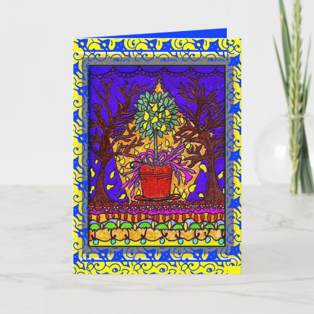 "PEAR TRÄD" GREETINGKORT KORT (Framsida)