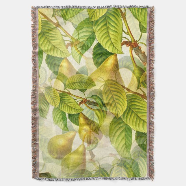 Pear Träd Grenar och Pears Mönster Filt (Framsidan Vertikal)