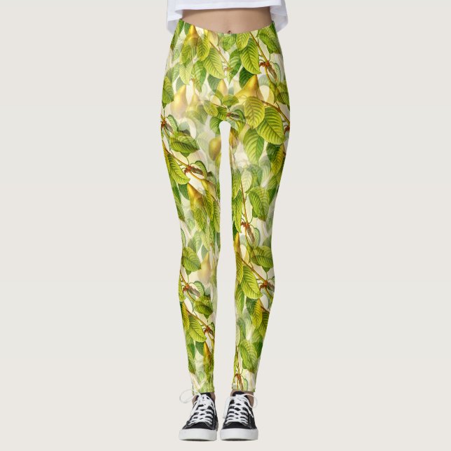 Pear Träd Grenar och Pears Mönster Leggings (Framsida)