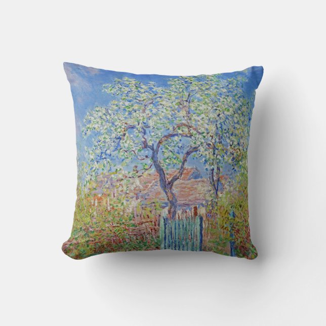 Pear Träd in Flower - Claude Monet Kudde (Framsida)