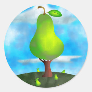 Pear Träd Runt Klistermärke