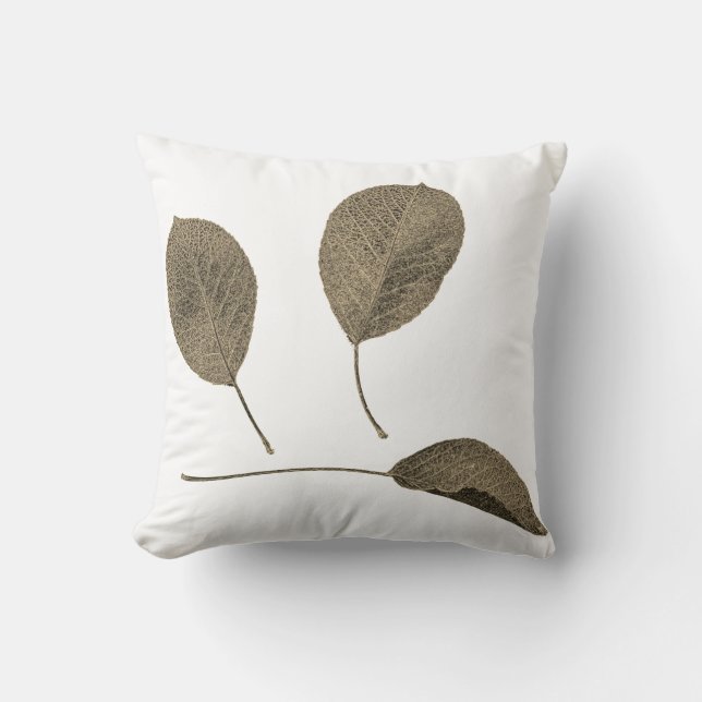 Pear Träd Sepia Löv Struktur Cushion Dekorativ kud Kudde (Framsida)