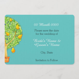 Pear Träd teve Save Date Card Spara Datumet