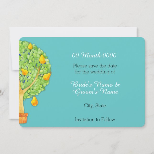 Pear Träd teve Save Date Card Spara Datumet (Framsida)