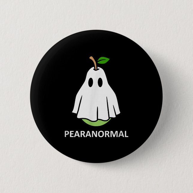Pearanormal Cute Ghost Pear Halloween Costume Funn Knapp (Framsida)