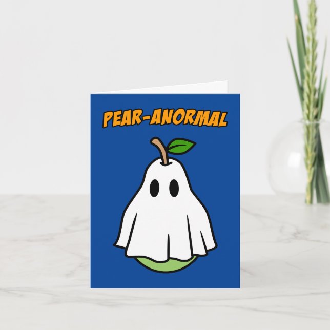 Pearanormal Halloween Pear Ghost Pun Helgkort (Framsida)