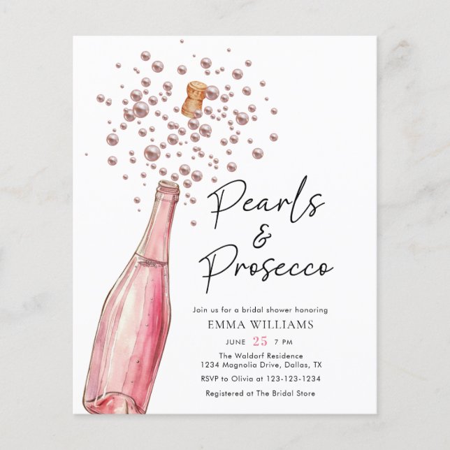 Pearerna för budgeterade Eleganter och Prosecco-Mö Flygblad (Framsidan)