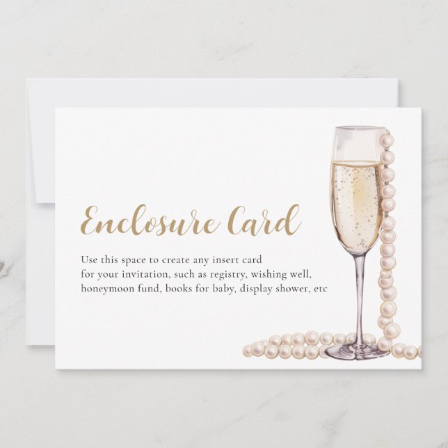 Pearerna och kortet för prosecco-hölje i elegant G Inbjudningar (Framsida)