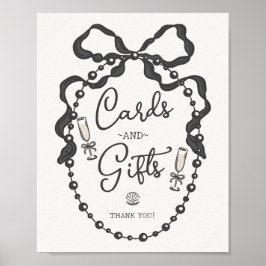 Pearerna och Prosecco Black Bow Cards & Gifts Sign Poster