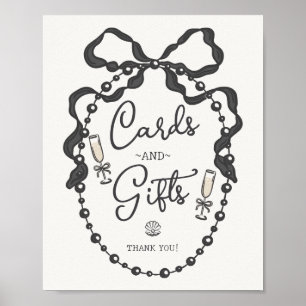 Pearerna och Prosecco Black Bow Cards & Gifts Sign Poster