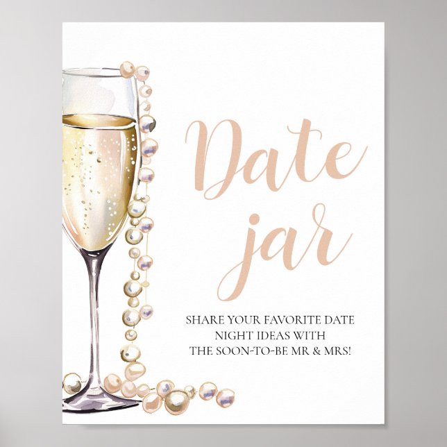 Pearerna och Prosecco Date Night Ideas Date Burk-t Poster (Framsidan)