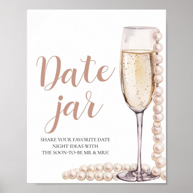 Pearerna och Prosecco Date Night Ideas Date Burk-t Poster (Framsidan)