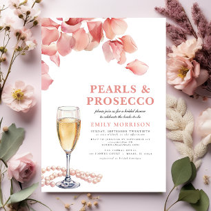 Pearerna och Prosecco Modern Rosa Blommigt Möhippa Inbjudningar