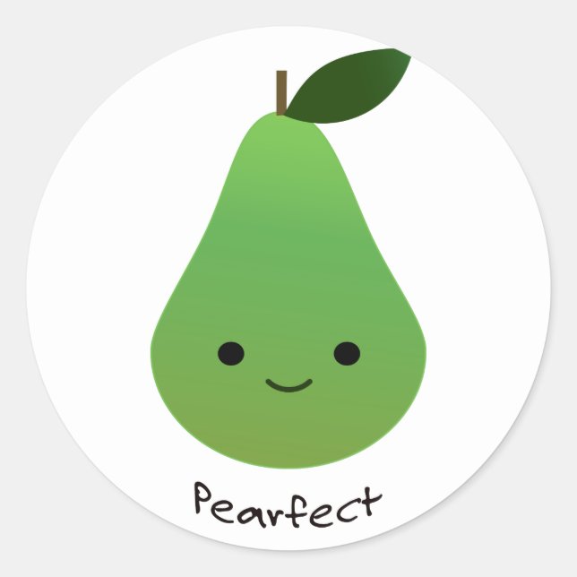 Pearfect Cute Kawaii Pear Runt Klistermärke (Framsida)