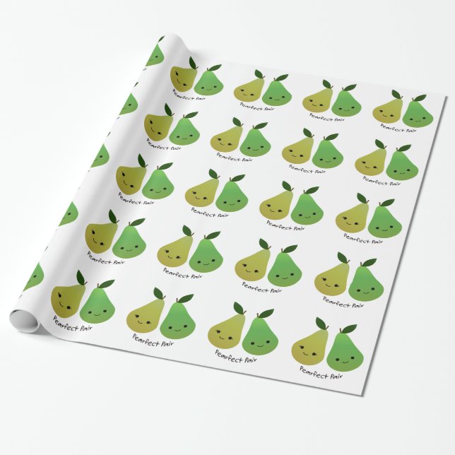 Pearfect Pear Kawaii Pears Presentpapper (Utrullad)
