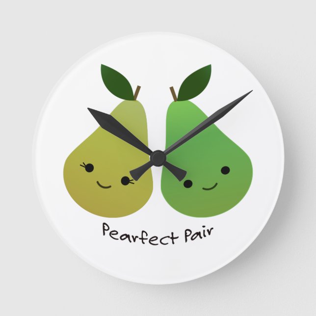 Pearfect Pear Kawaii Pears Rund Klocka (Framsida)