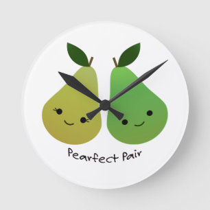 Pearfect Pear Kawaii Pears Rund Klocka