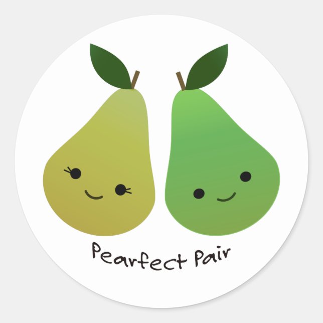 Pearfect Pear Kawaii Pears Runt Klistermärke (Framsida)