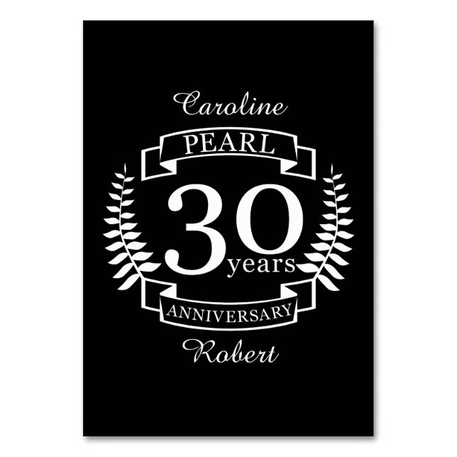 Pearl 30:e bröllop-årsdagen 30 år bordsnummer (Framsidan)