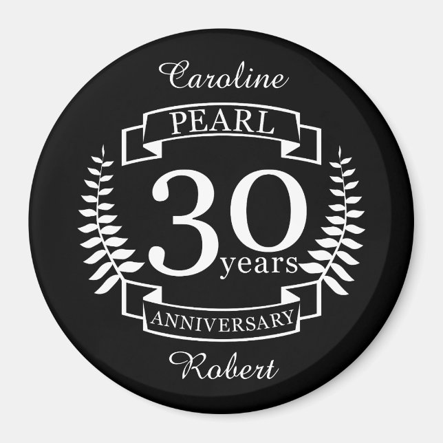 Pearl 30:e bröllop-årsdagen 30 år magnet (Framsidan)