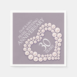 Pearl 30:e Bröllop-årsdagen av napkins hjärta Pappersservett