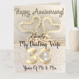 Pearl 30:e Bröllop-årskort för maka Kort