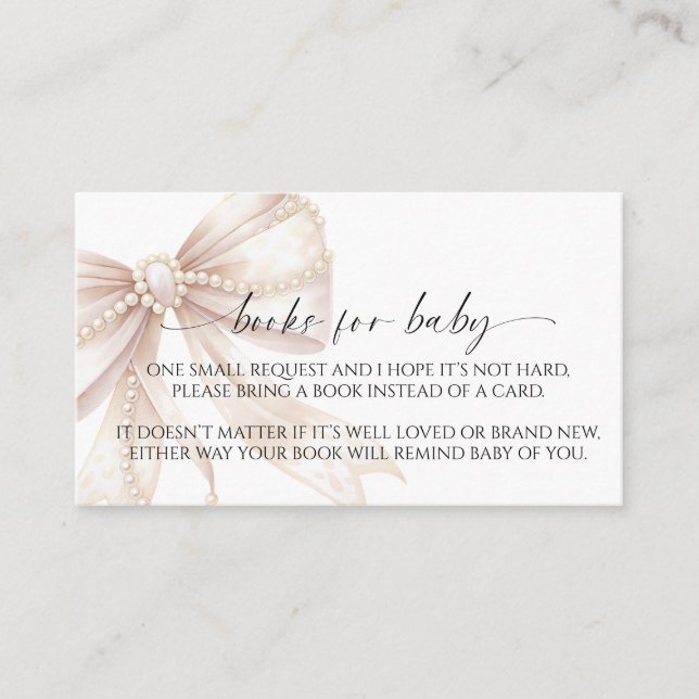 Pearl and Bow Book for Baby Enclosure Card Tilläggskort (Framsida)