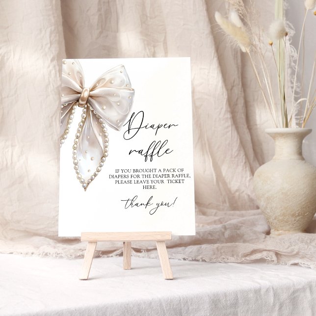 Pearl and Bow Girl Baby Shower Raffle Poster (Skapare uppladdad)