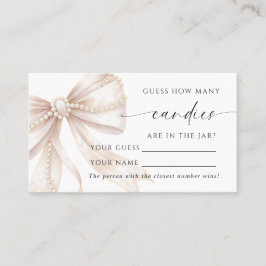 Pearl and Bow How Many Candies Shower Game card Placeringskort