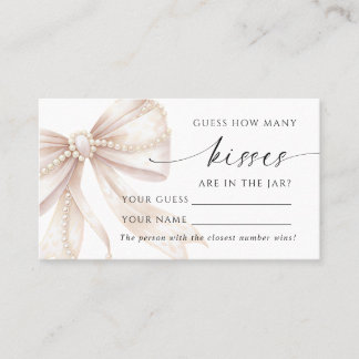 Pearl and Bow How Many Kisses Shower Game card Placeringskort