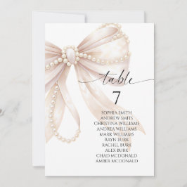 Pearl and Bow Table Number Seating Chart Inbjudningar