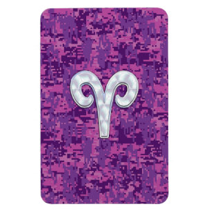 Pearl Aries Zodiac-tecken på Rosa Digital Camo Dec Magnet