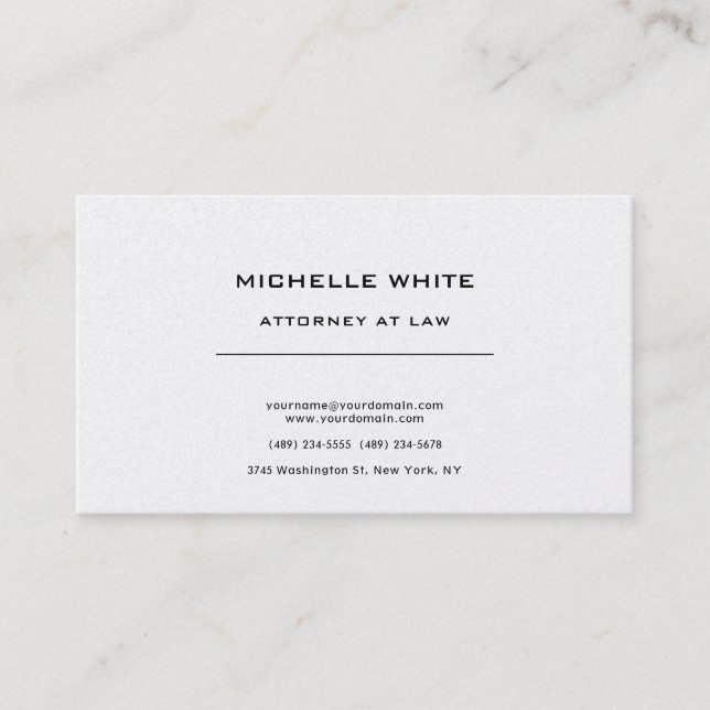 Pearl Attorney vid Law Minimalist Professionell Visitkort (Framsida)