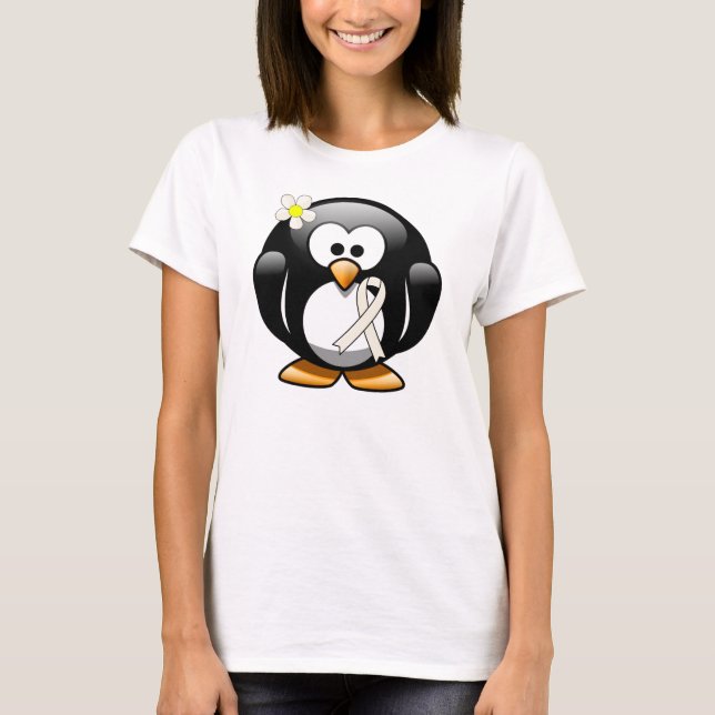 Pearl Awareness Ribbon Penguin T-shirt (Framsida)